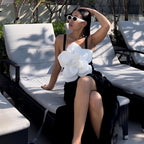 Women's Swimsuit with Floral Volume and Matching Wrap Skirt