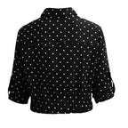 Women's Short Sleeve Knot Shirt with Polka Dot Pattern