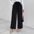 Women's Elegant Palazzo Trousers with High Waist and Tie Belt