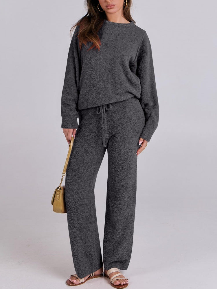 Women's Cozy Lounge Set with Oversized Sweater and Drawstring Pants