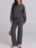 Women's Cozy Lounge Set with Oversized Sweater and Drawstring Pants