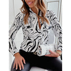 Women's Blouse with Delicate Paisley Pattern and Elegant Button Placket