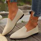 Women's Breathable Knit Slip-Ons with V-Neck Detail