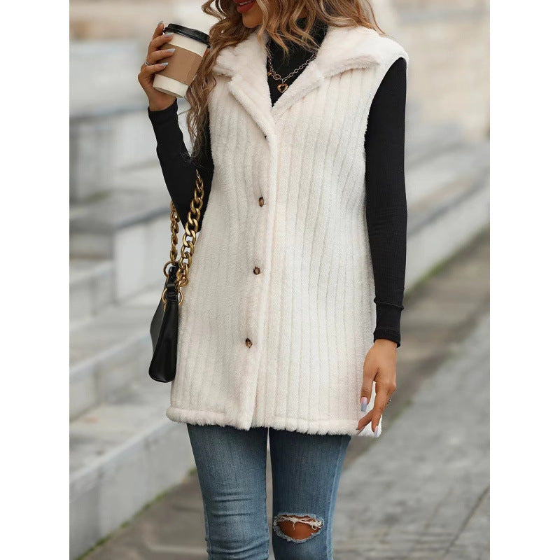 Women's Elegant and Cozy Teddy Jacket with Button Placket