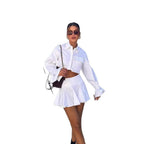 Women's Short-Sleeved Flowing Set with Cropped Blouse and Skirt
