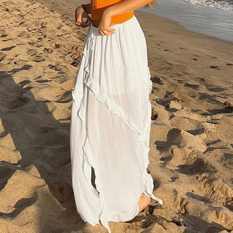 Airy Chiffon Skirt with Voluminous Ruffle Hem