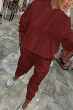 Casual Sweat Outfit with Decorative Cord Detail
