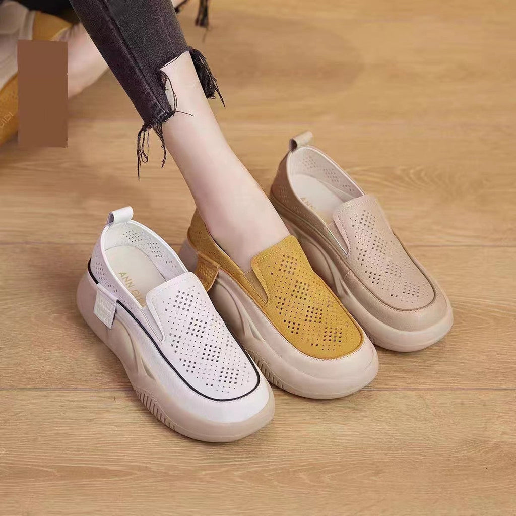Women's Breathable Slip-On Sneakers with Fashionable Hole Design