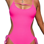 Women's Cut-Out One-Piece Swimsuit with Adjustable Lacing
