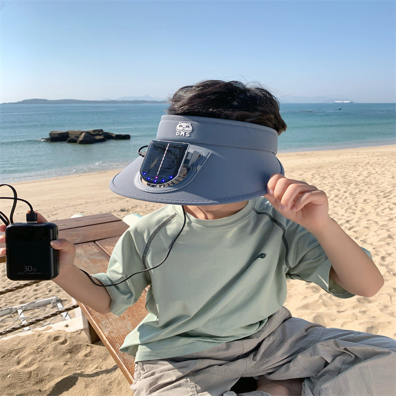 Kids' Sun Hat with Solar Fan and LED Lights