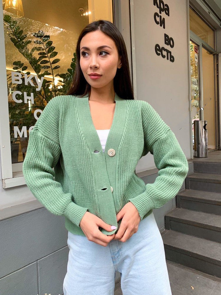 Women's Knit Cardigan with Button Detail