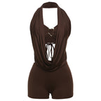 Women's Leopard Print Halterneck Overall