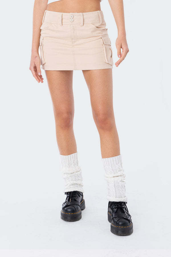 Women's Mini Skirt with Side Pockets and Adjustable Waist