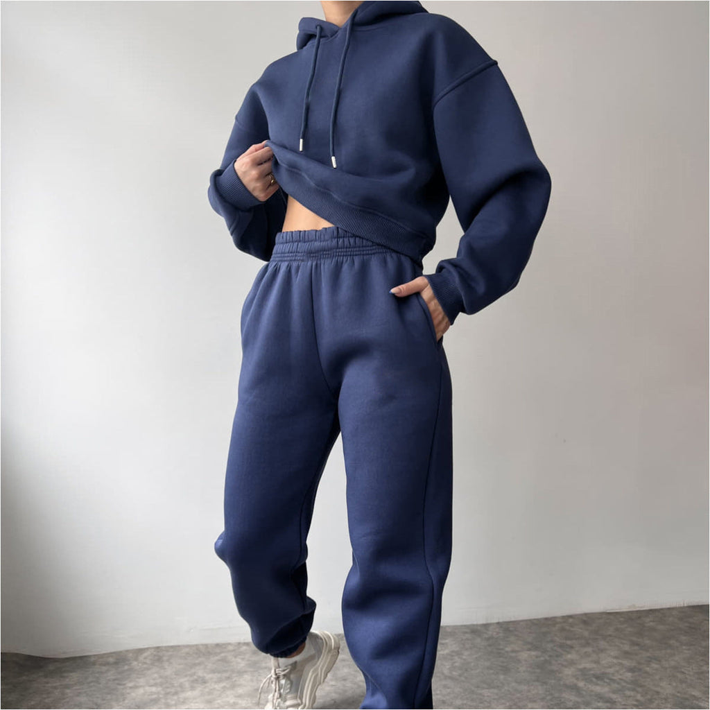 Fashionable Casual Wide-Leg Hoodie Set
