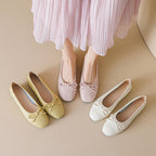 Women's Ballet Flats with Decorative Bow Design and Comfortable Sole