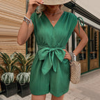 Women's Wrap-Look Jumpsuit with Waist Belt