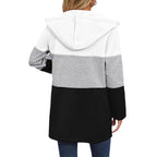 Women's Casual Colorblock Hooded Coat