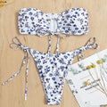 Women's Floral Cut-Out Bandeau Bikini with Adjustable Straps