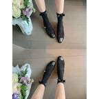 Women's Ballet Flats with Decorative Strap and Elegant Button