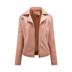 Women's Biker Jacket with Quilted Details and Asymmetrical Zipper