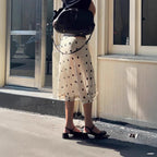 Women's Polka Dot Pencil Skirt with Delicate Lace Trim