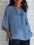 Women's Embroidered Linen Blouse