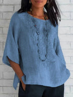 Women's Embroidered Linen Blouse