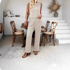 Women's Casual and Elegant Two-Piece Set with Loose Top and Palazzo Pants