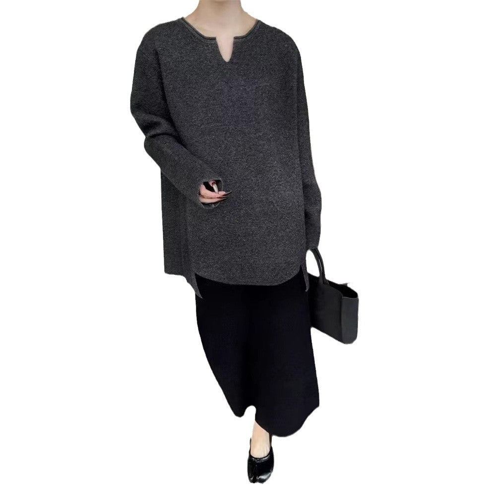 Elegant V-Neck Long-Sleeve Sweater