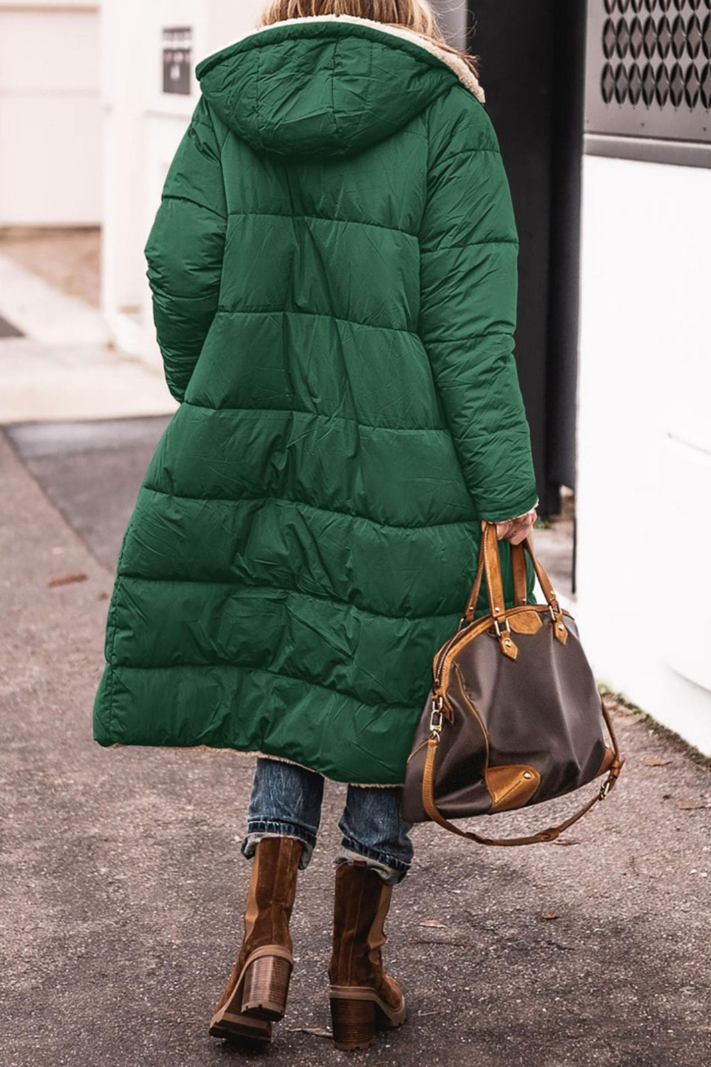 Women's Long Padded Winter Jacket with Fleece Lining