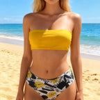 Women's High-Leg Bandeau Bikini with Animal Print