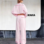 Women's Two-Piece Set with Crop Top and Wide Trousers