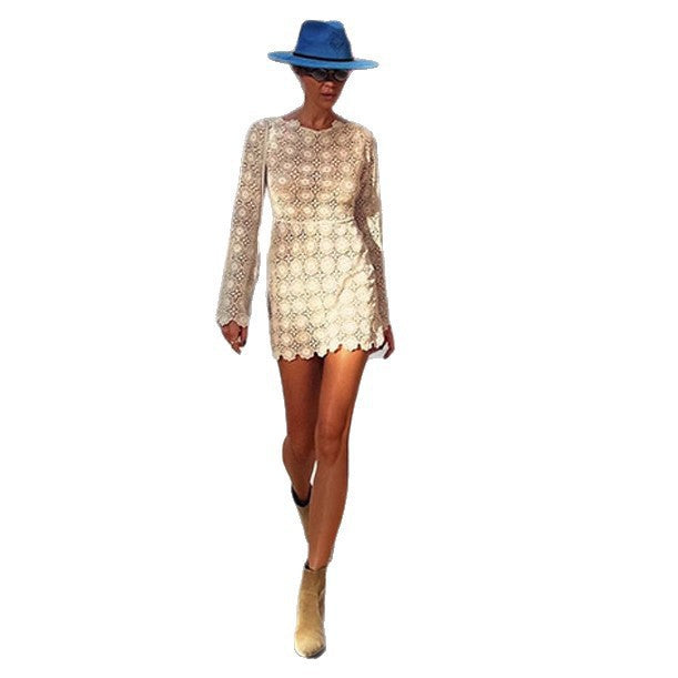 Women's Elegant Crocheted Mini Dress