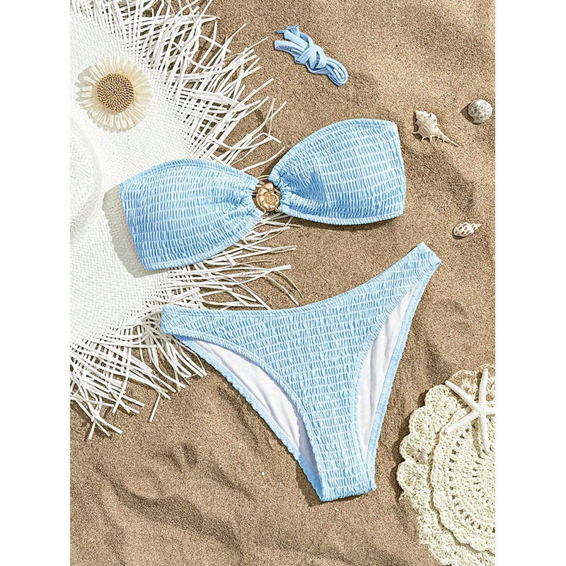 Women's Bandeau Bikini with Ruched Design
