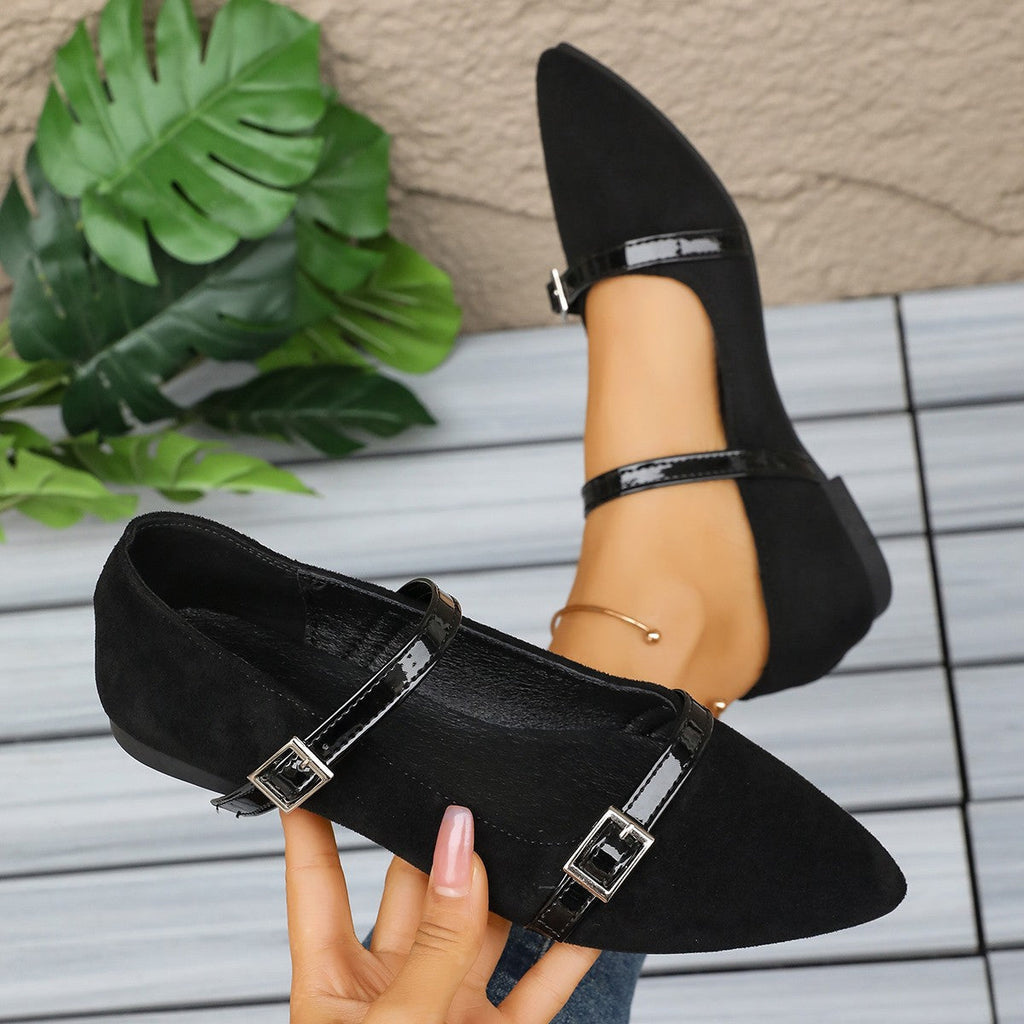 Women's ballet flats with detailed leopard print and elegant strap