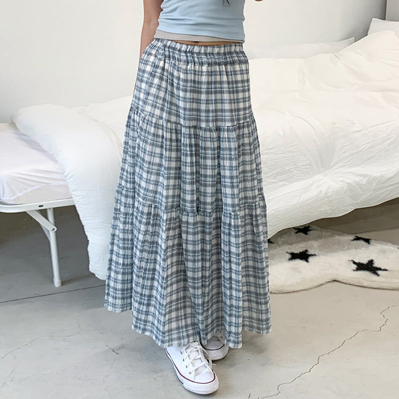 Women's Plaid Tiered Maxi Skirt