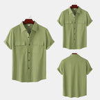 Women's Short-Sleeve Shirt with Practical Chest Pockets and Casual Structure