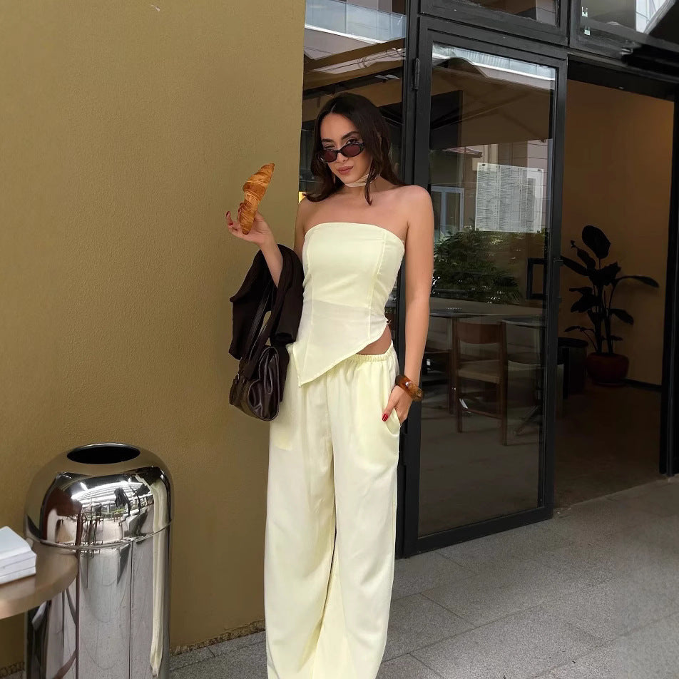 Women's Elegant Strapless Jumpsuit with Asymmetric Design