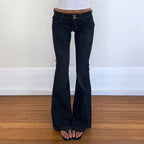 Women's Bootcut Jeans with High Waist and Detailed Stitching