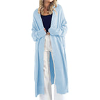 Women's Lightweight Knit Coat with Wide Sleeves and Pockets