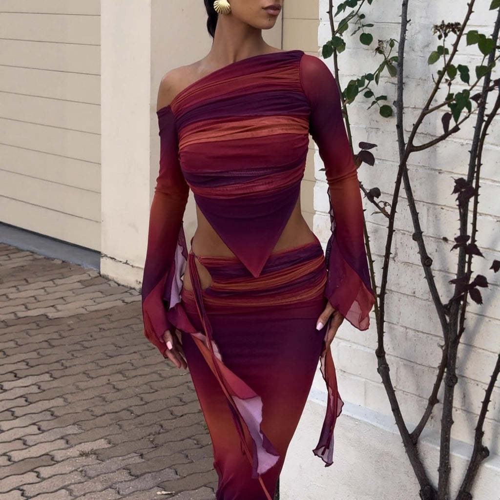 Women's Asymmetrical Maxi Dress with Cut-Outs