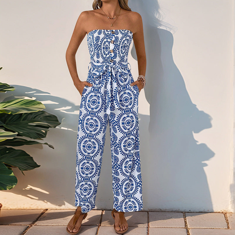 Women's Bandeau Jumpsuit with Pockets