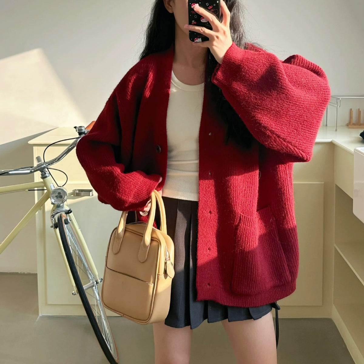 Women's Cozy Cardigan with Large Pockets and Button Detail