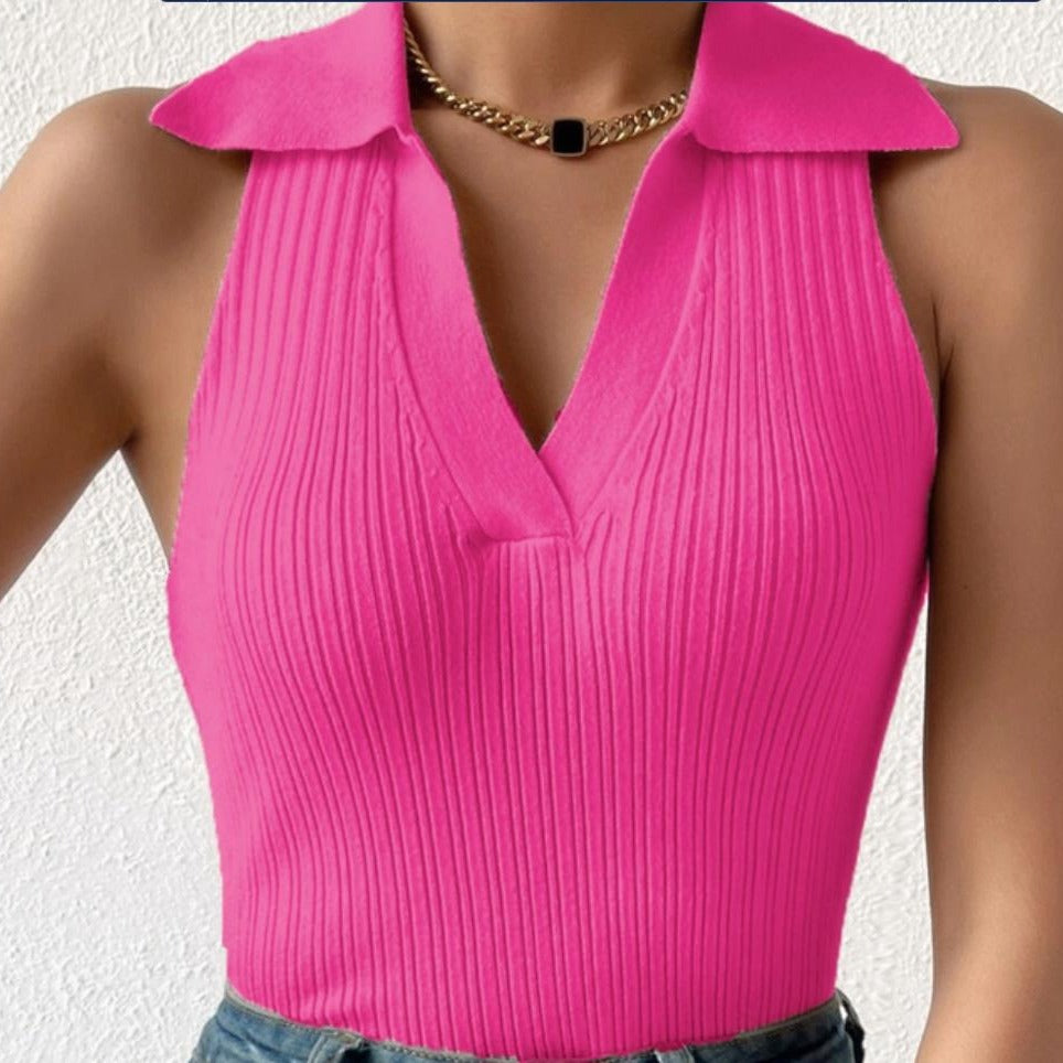Women's Sleeveless Ribbed Knit Top
