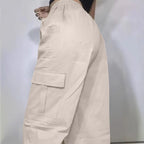 Women's Cargo Pants with Elastic Waist and Side Pockets