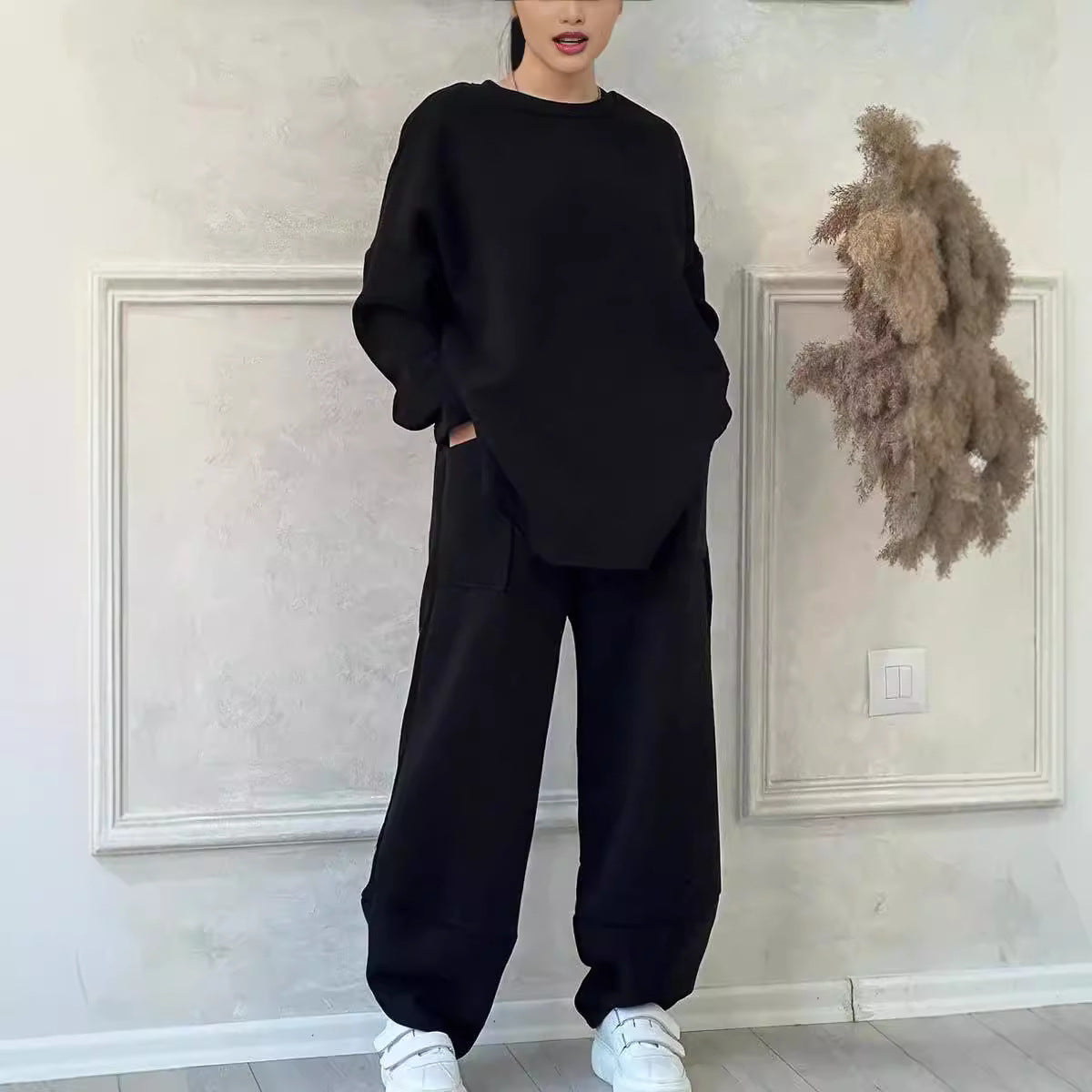 Women's Cozy Oversized Sweat Set with Spacious Pockets