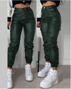Women's Cargo Joggers with Elastic Waist and Side Pockets