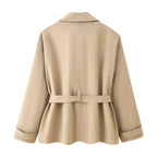 Elegant Trench Jacket with Decorative Belt and Pockets