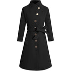 Women's Elegant Wrap Coat with Unique Collar and Belt