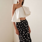 Women's Swimsuit Set with Fashionable Wrap Skirt and Elegant Ruffle Top